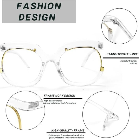 Stylish Round White Reading Glasses - Picture 3 of 6